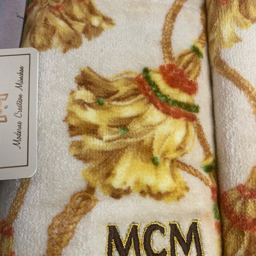 MCM Cream and Gold Hand and Face Towel Set